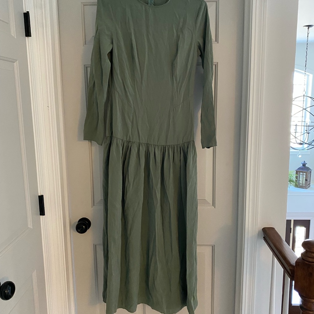 ASOS Sage Green Long Sleeve Midi Dress